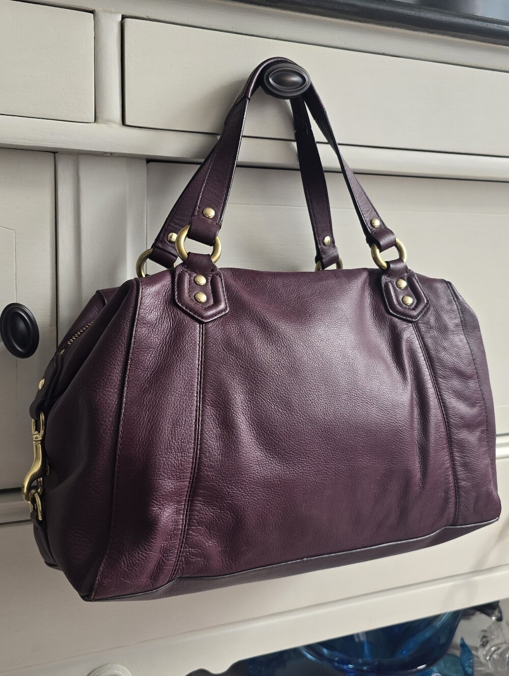 Vintage Coach Plum/Bordeaux Leather Satchel with Gold-Tone Hardware - Picture 2 of 8